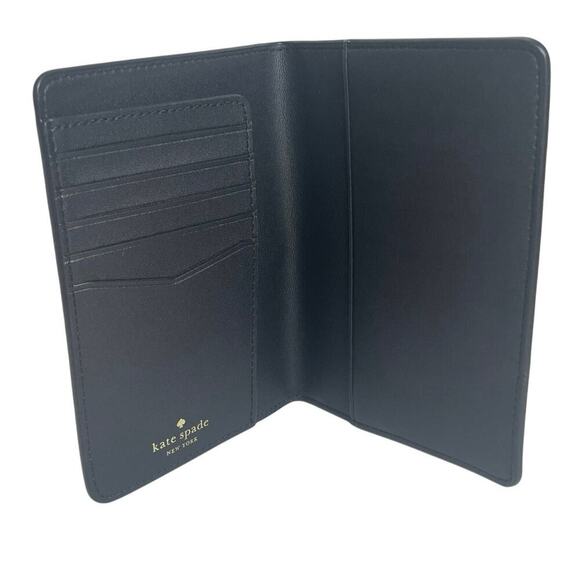 KATE SPADE PASSPORT WALLET SAFFIANO LEATHER BLACK CARDS HOLDER VERSATILE CHIC - Picture 6 of 13